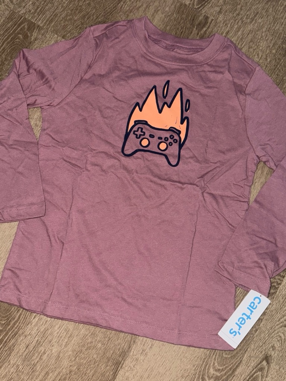 Carter's Mauve Long-Sleeve Tee with Flaming Game Controller Graphic